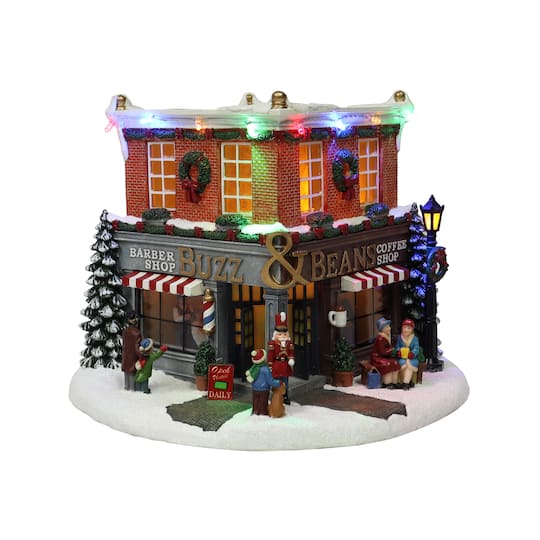 Moments in Time 9.25" Vintage Buzz & Beans Barber & Coffee Shop Décor